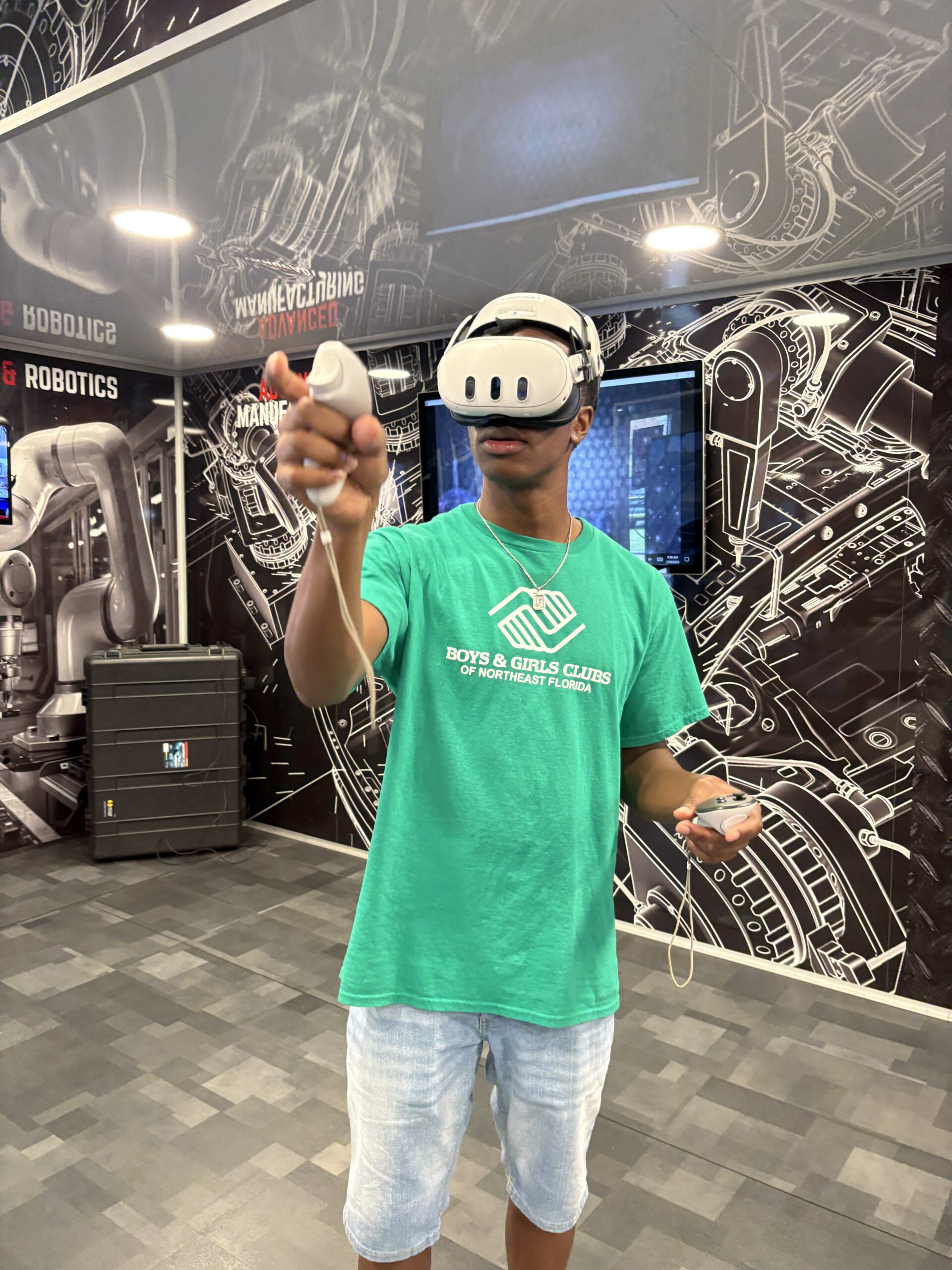Student exploring a technical career through a mobile hands on experience